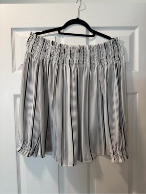 bp Black & White Striped Mini Skirt